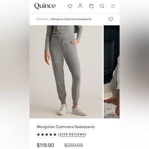 Quince Light Gray Cashmere Sweatpants